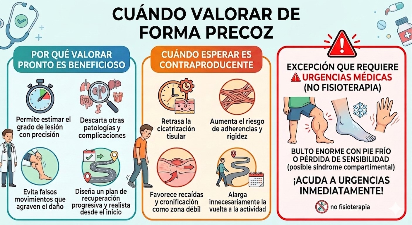 Infografía sobre cuándo consultar por una rotura fibrilar del gemelo