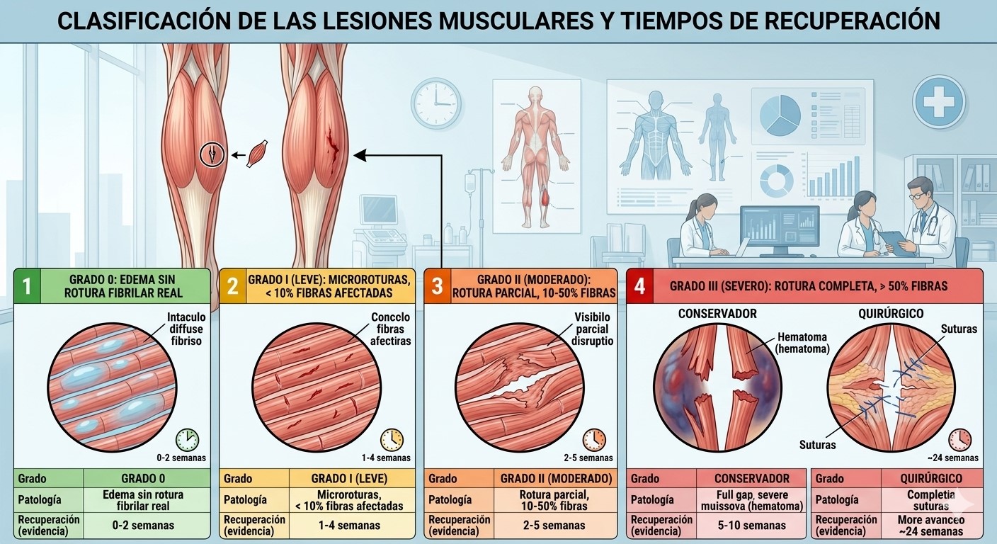 Tiempos de recuperación según el grado de rotura fibrilar del gemelo